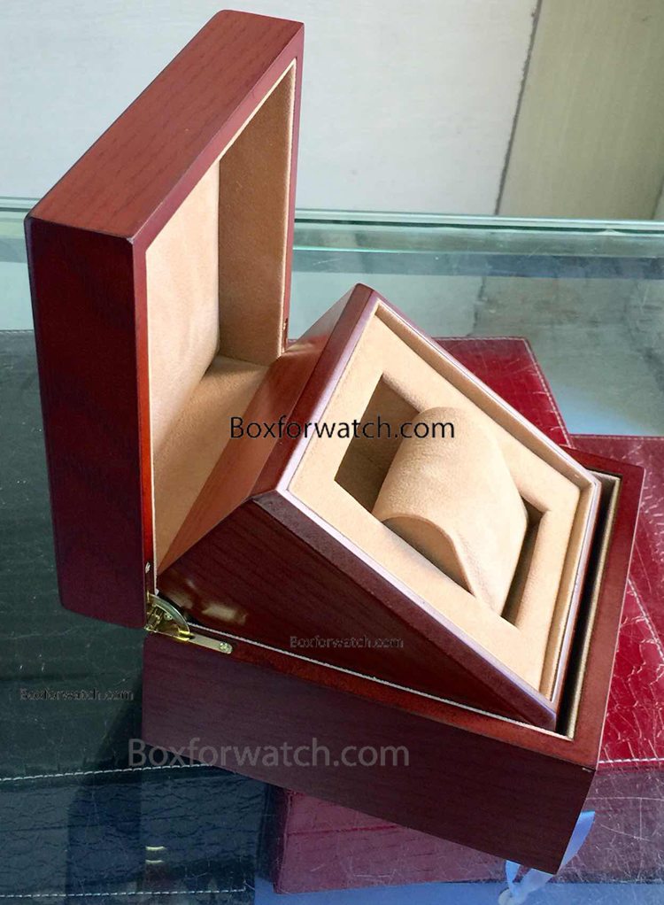 Replacement Polished Brown Wooden Copy Watch Box - OEM Design